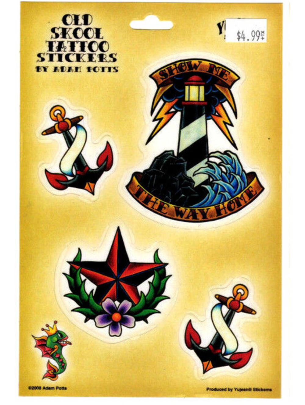 Adam Potts NAUTICAL OLD SKOOL TATTOO Sticker Pack of 4 Stickers Decals Die-Cut